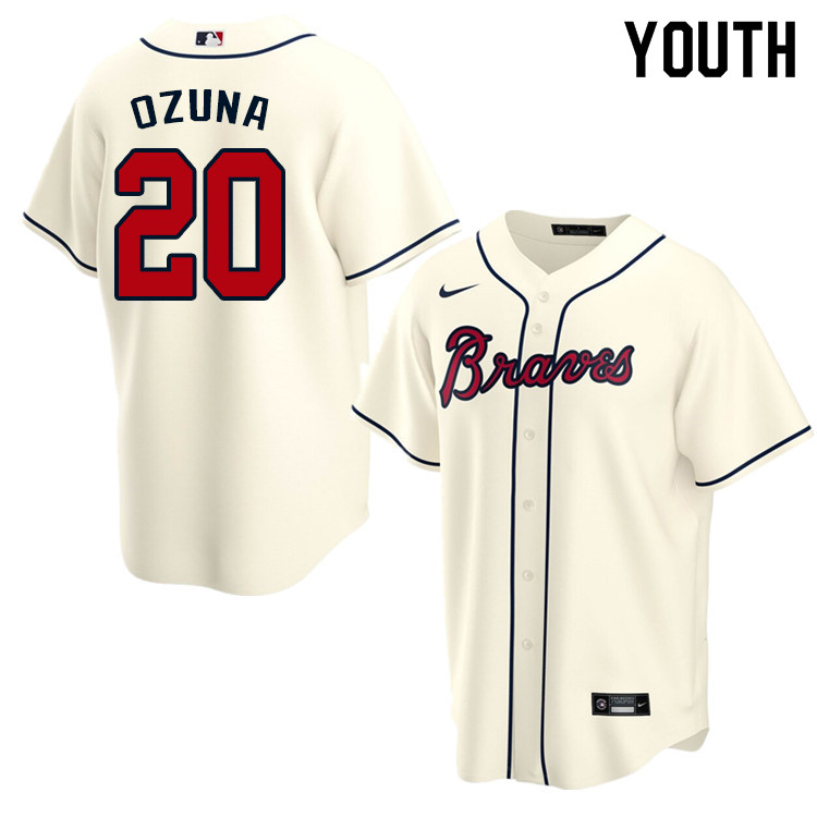 Nike Youth #20 Marcell Ozuna Atlanta Braves Baseball Jerseys Sale-Cream